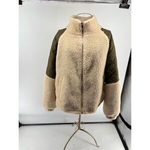 Jacqueline de Yong JDY Jdyiza Teddy Jacket Cream Sherpa Green Quilted XL